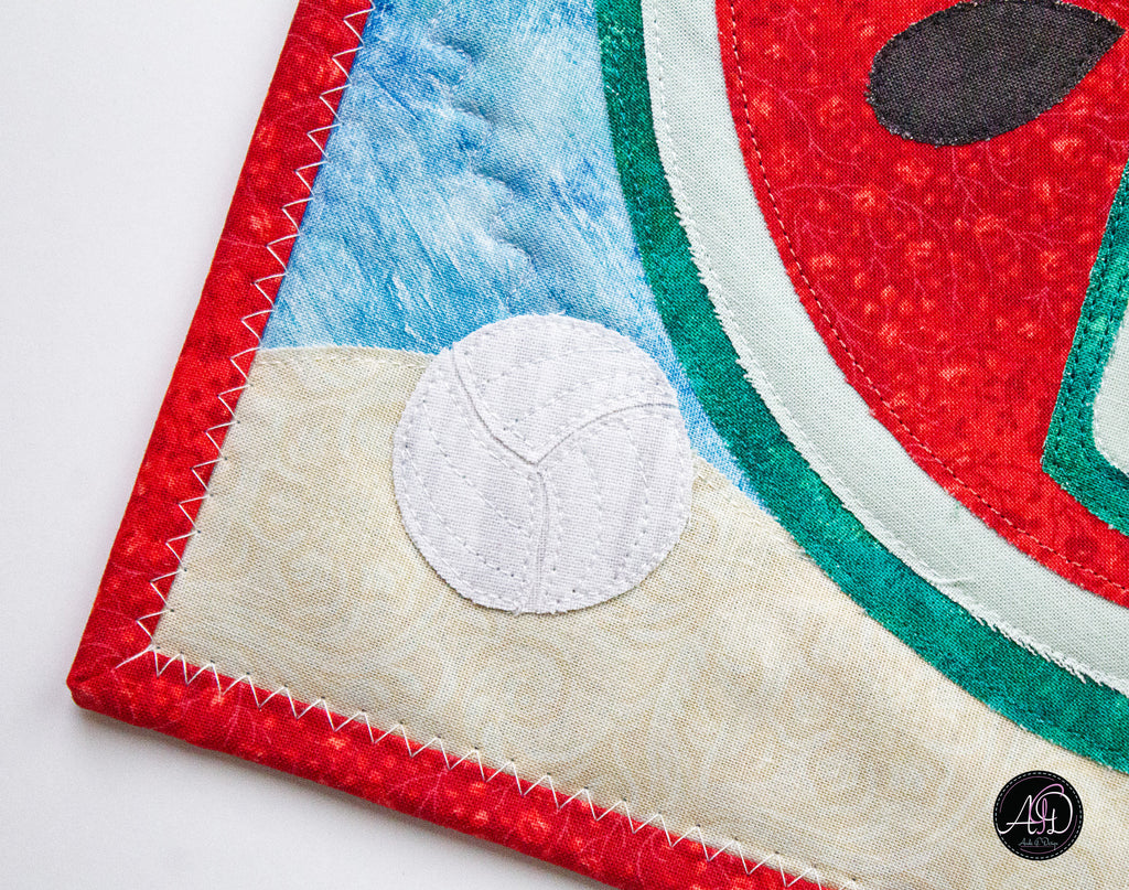 Quilted Applique Beach Watermelon House Wall Hanging