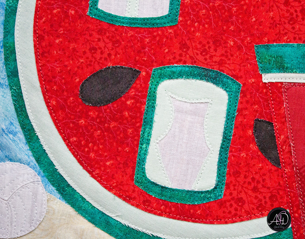 Quilted Applique Beach Watermelon House Wall Hanging
