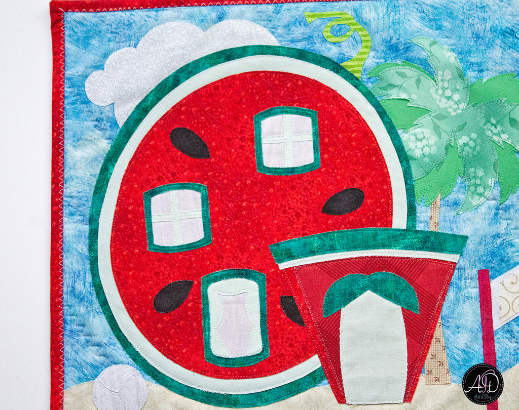 Quilted Applique Beach Watermelon House Wall Hanging