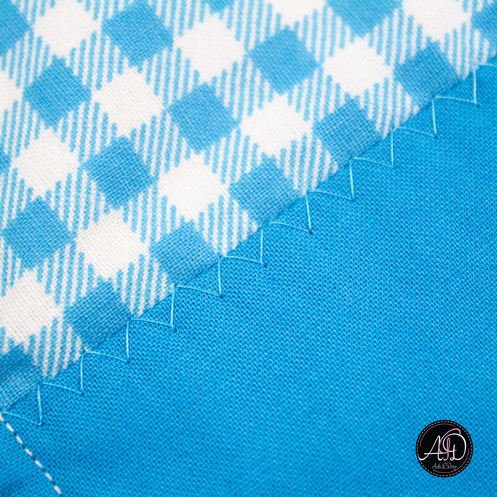 Spring Quilted Table Runner Blue Pinwheel