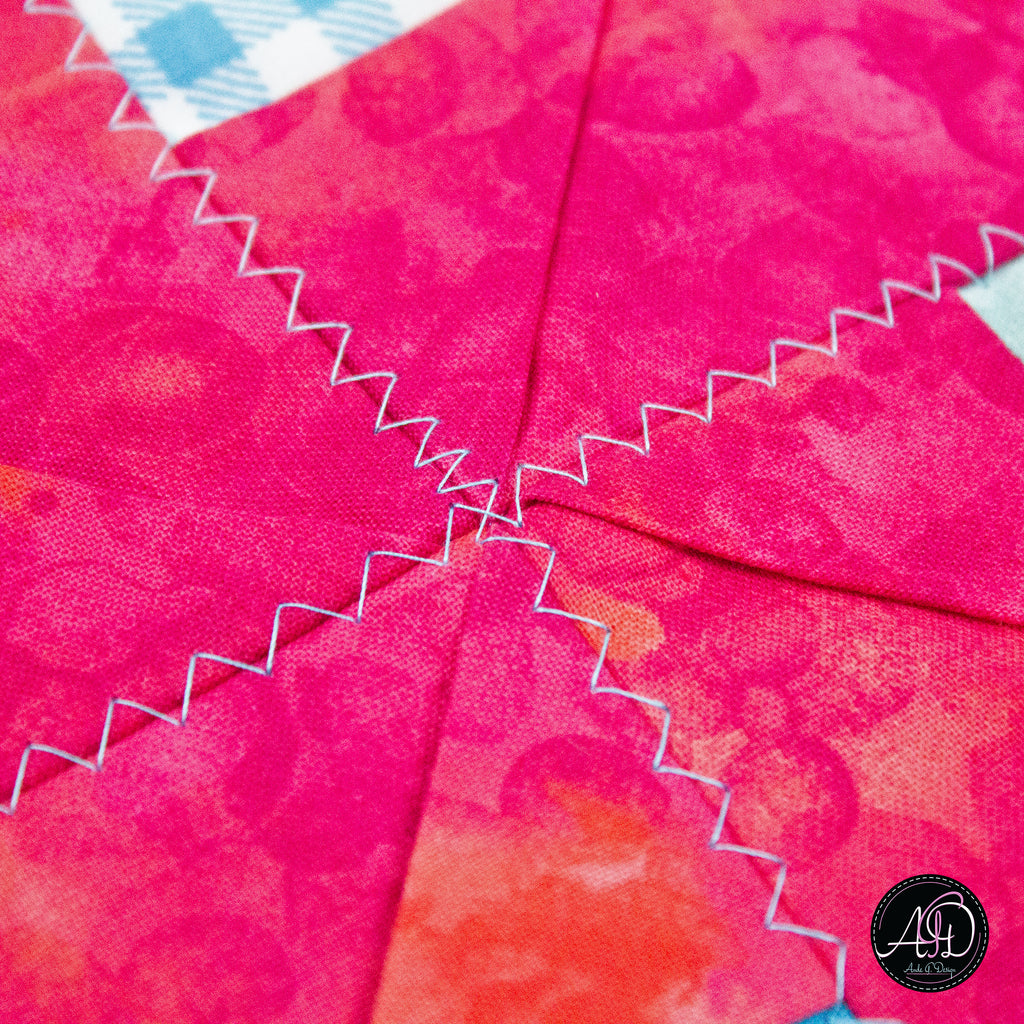 Spring Quilted Table Runner Blue Pinwheel