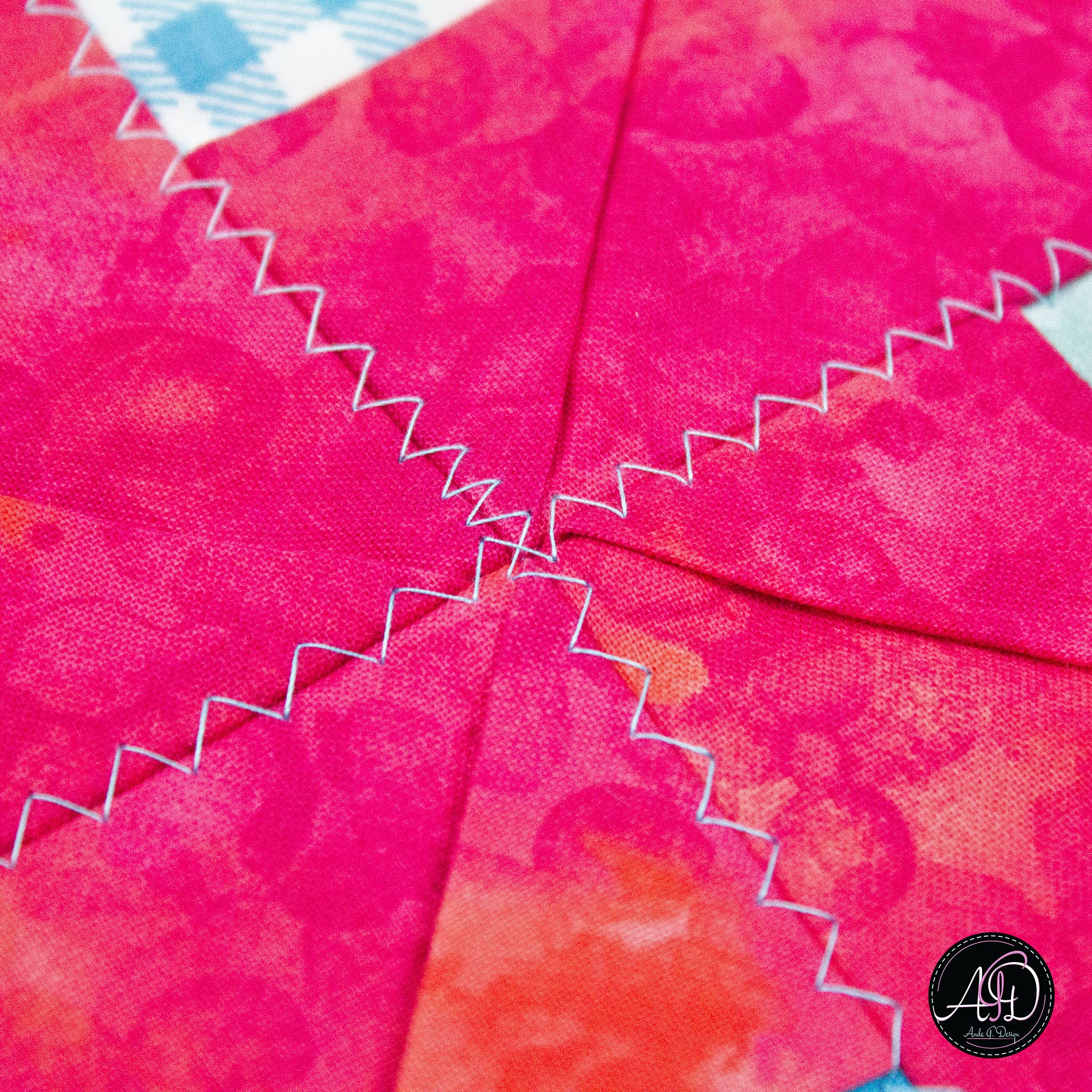 Spring Quilted Table Runner Blue Pinwheel
