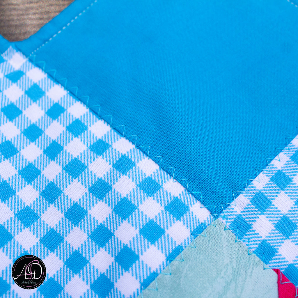 Spring Quilted Table Runner Blue Pinwheel