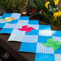 Spring Quilted Table Runner Blue Pinwheel