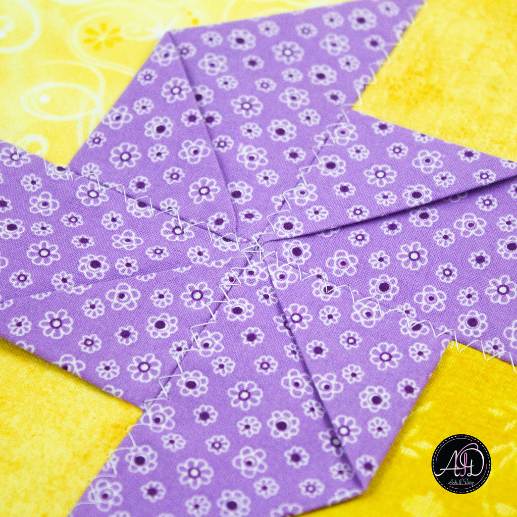 Spring Quilted Table Runner Yellow Pinwheel