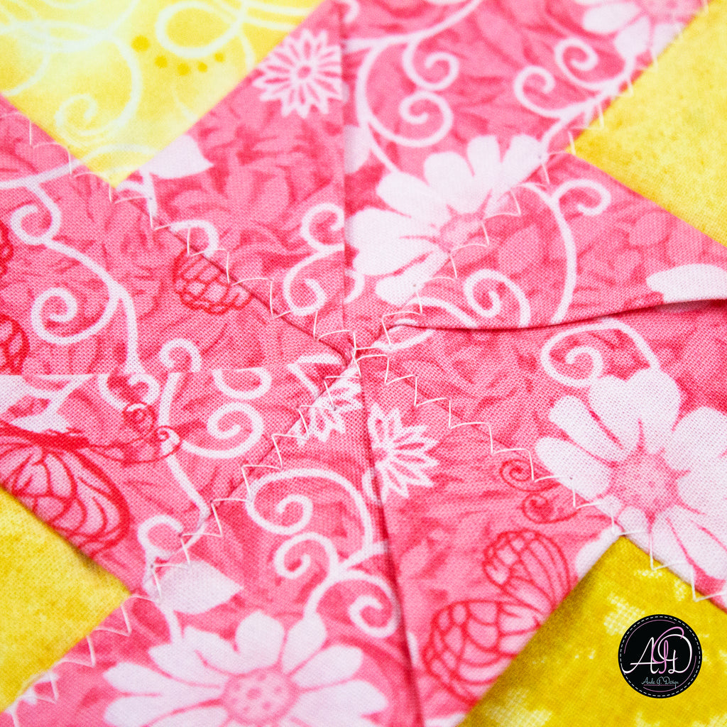 Spring Quilted Table Runner Yellow Pinwheel
