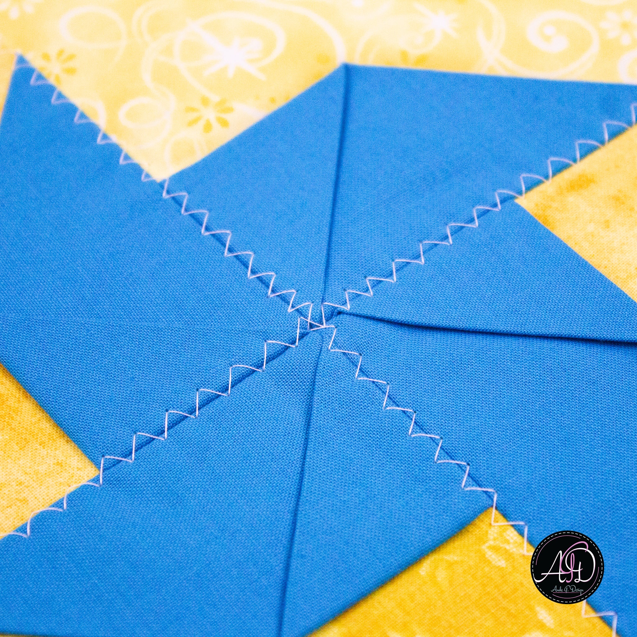 Spring Quilted Table Runner Yellow Pinwheel