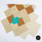 Spring Quilted Table Runner Brown Pinwheel