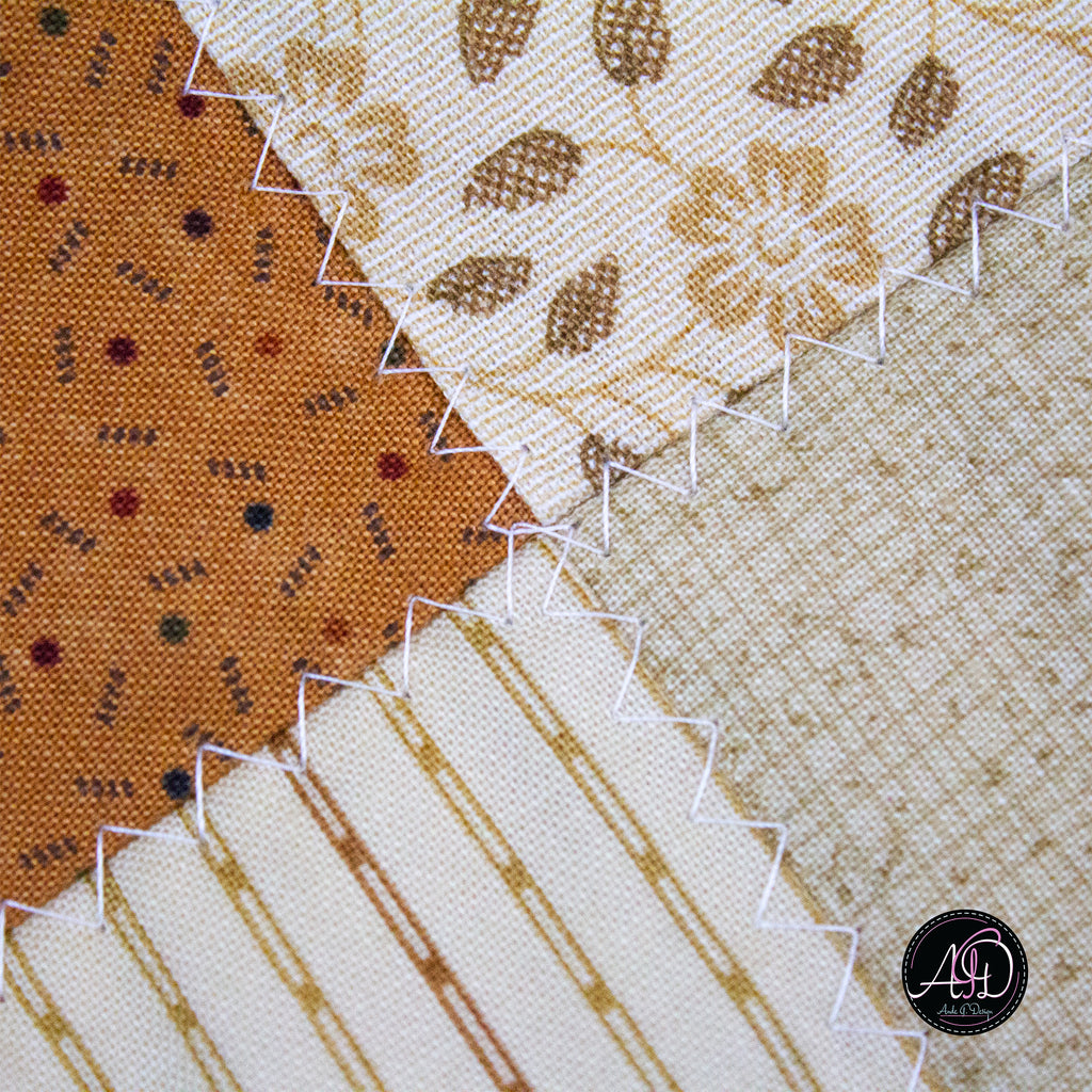 Spring Quilted Table Runner Brown Pinwheel