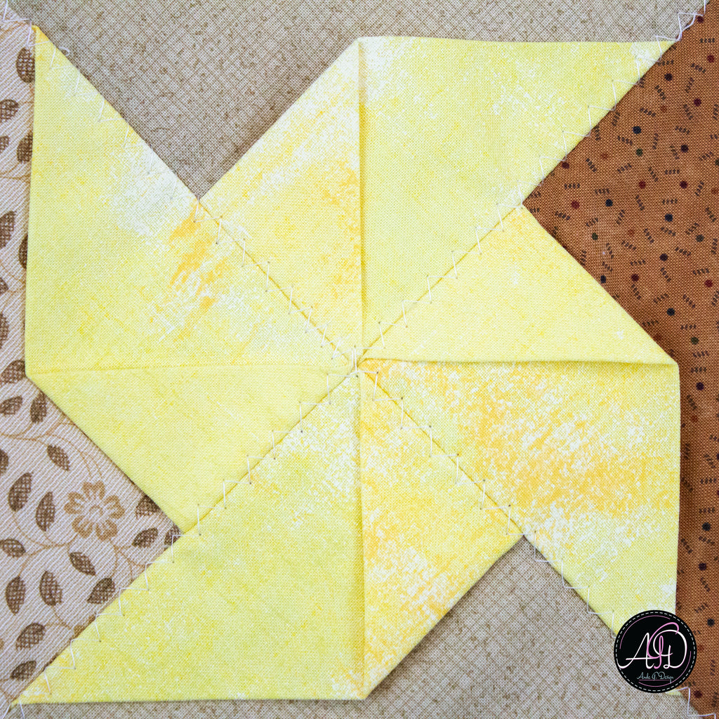 Spring Quilted Table Runner Brown Pinwheel