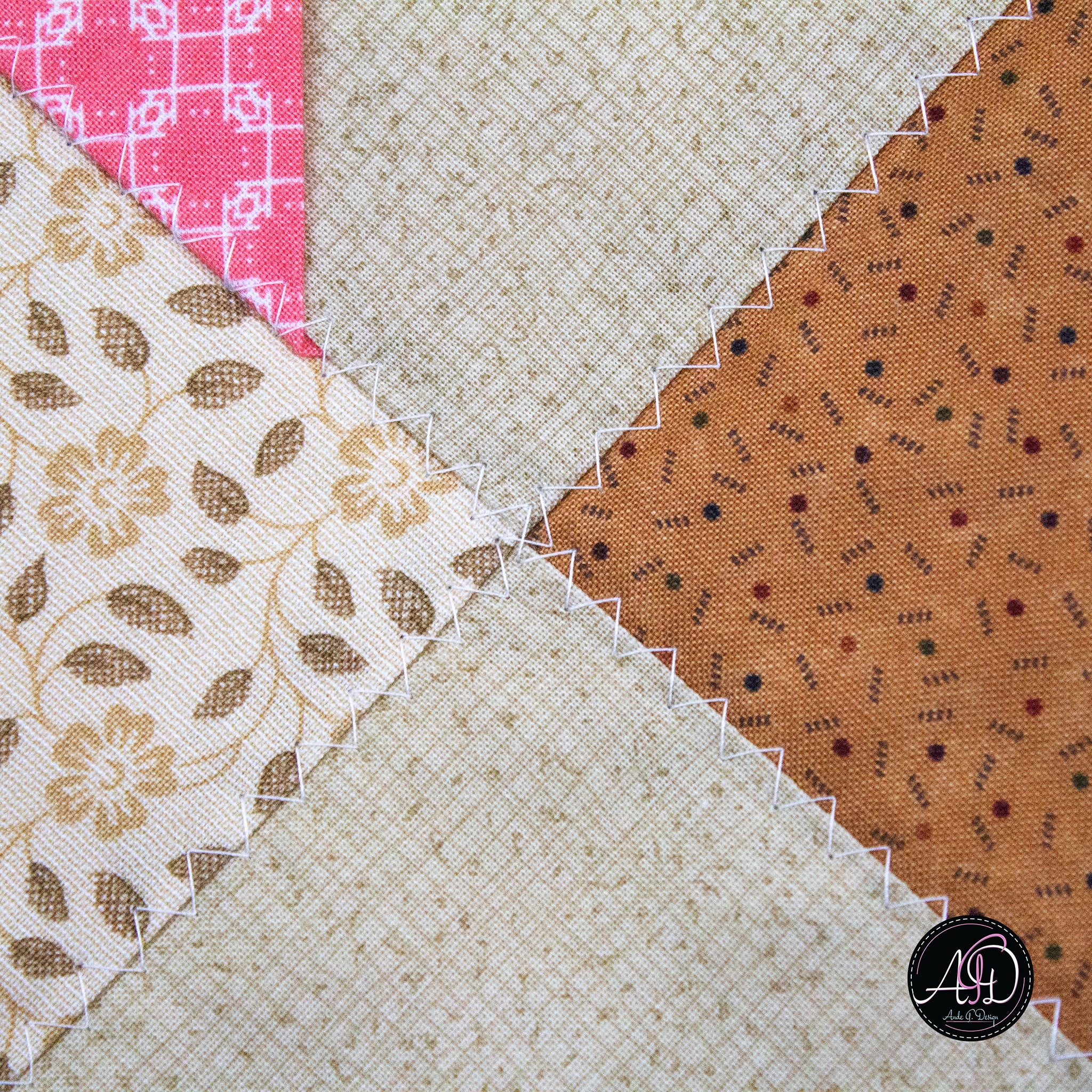 Spring Quilted Table Runner Brown Pinwheel
