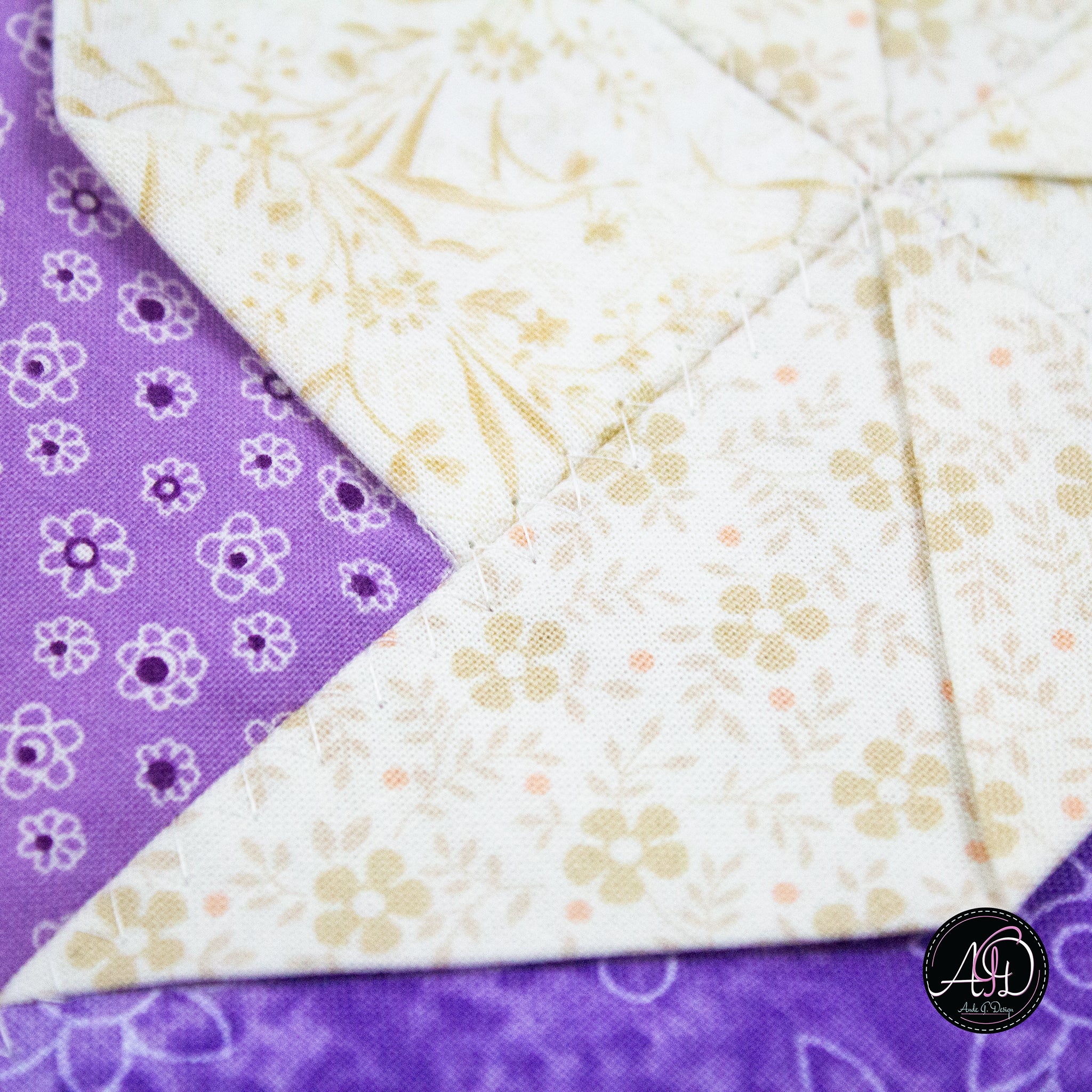 Spring Quilted Table Runner Purple Pinwheel