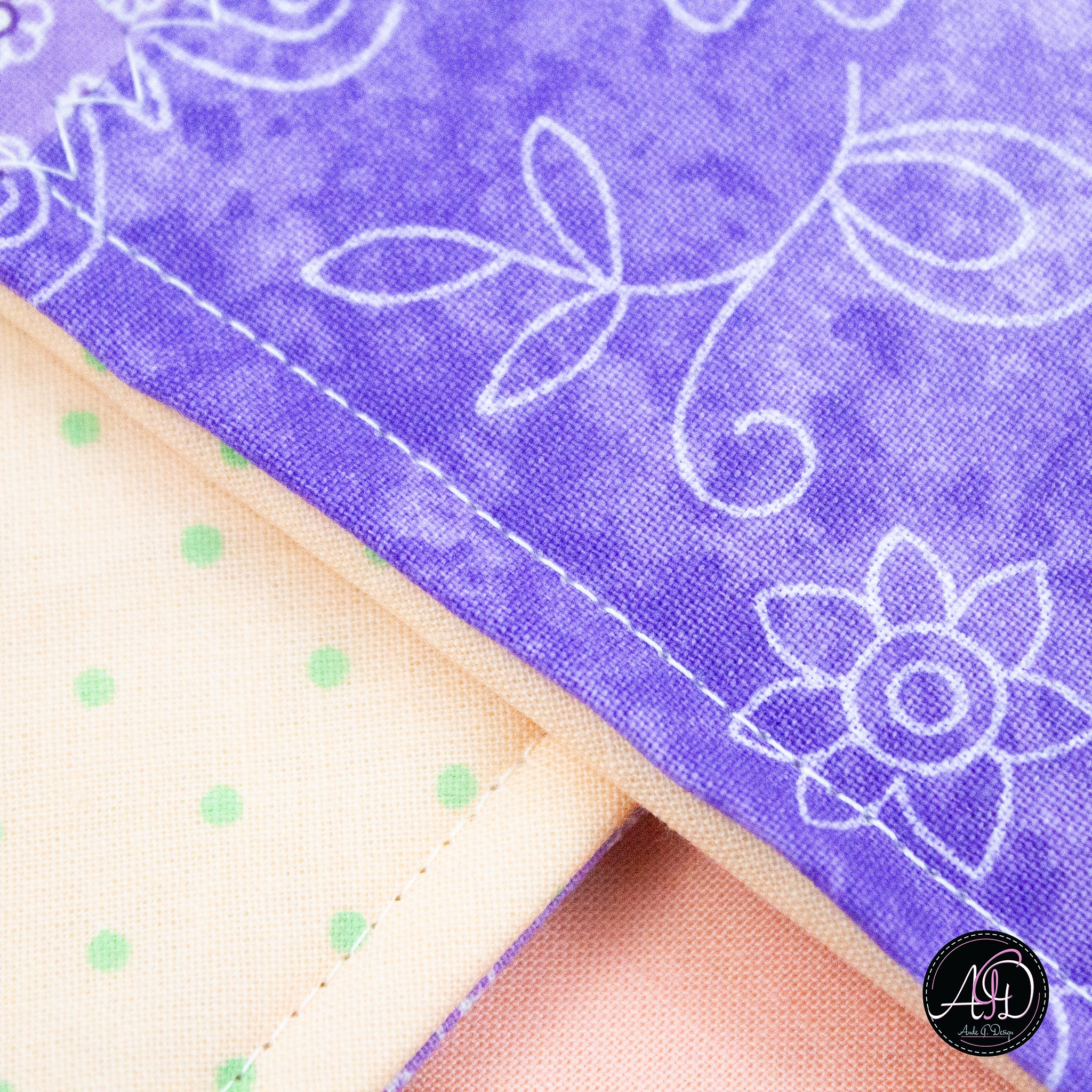 Spring Quilted Table Runner Purple Pinwheel