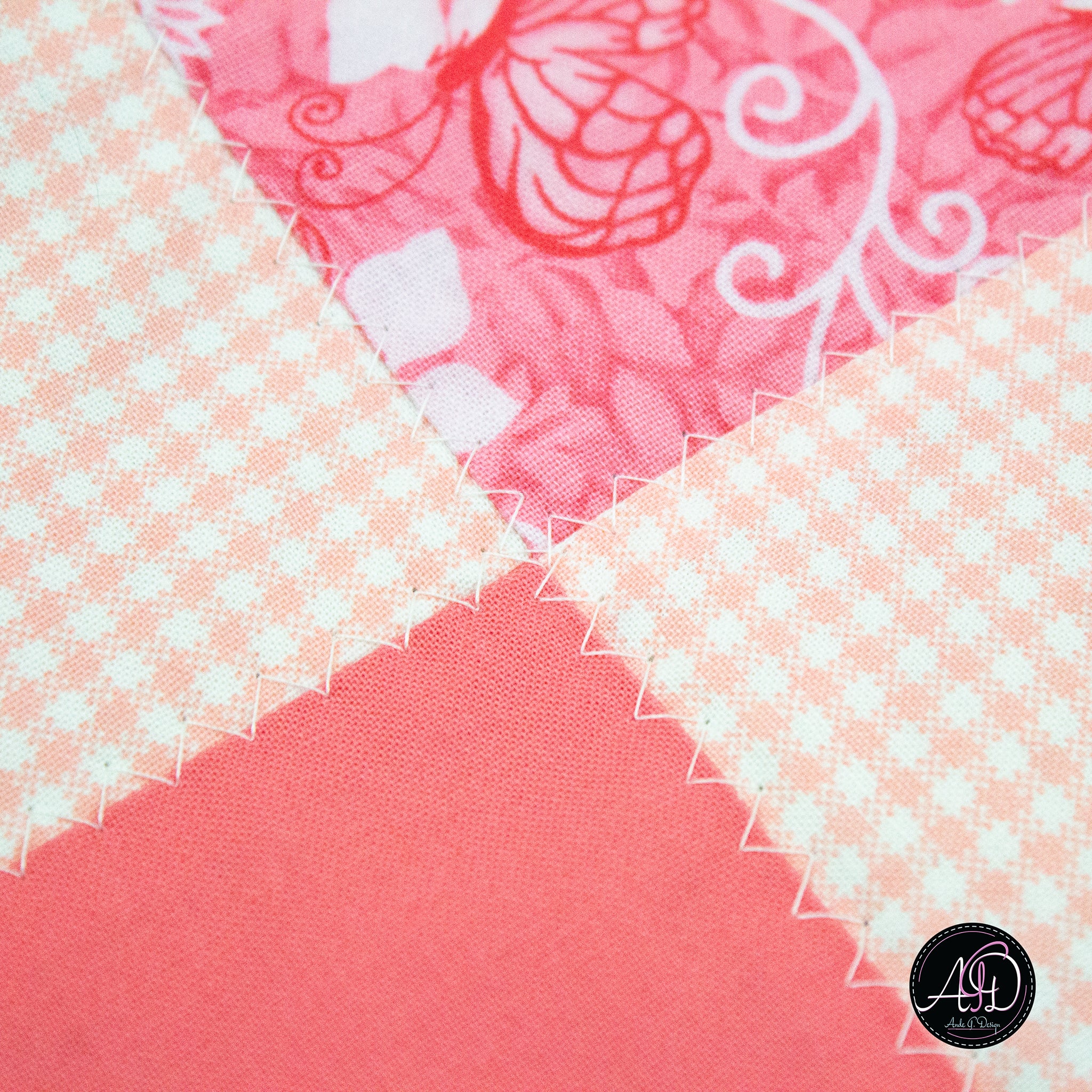 Spring Quilted Table Runner Pink Pinwheel