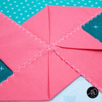 Spring Quilted Table Runner Teal Pinwheel