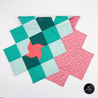 Spring Quilted Table Runner Teal Pinwheel