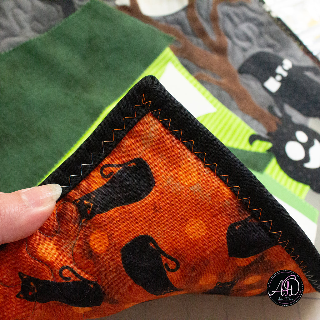 Green Sambly Monsters House Halloween Quilted Wall Hanging | Applique Wall Hanging