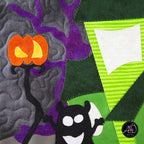 Green Sambly Monsters House Halloween Quilted Wall Hanging | Applique Wall Hanging