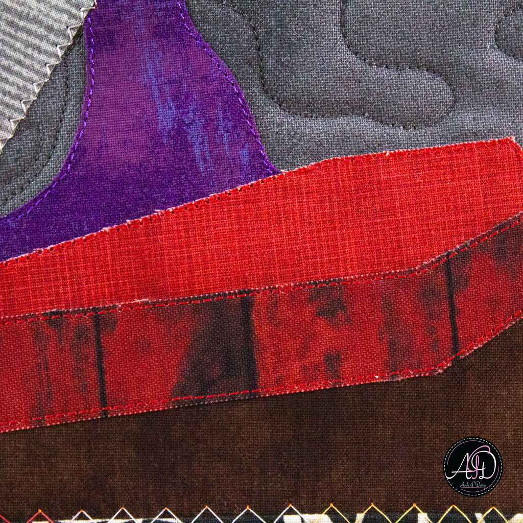 Gray Cravel Vampire's House Halloween Quilted Wall Hanging | Applique Wall Hanging