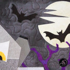 Gray Cravel Vampire's House Halloween Quilted Wall Hanging | Applique Wall Hanging
