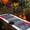 Gray Coffin Halloween Quilted Table Runner | Applique Table Runner
