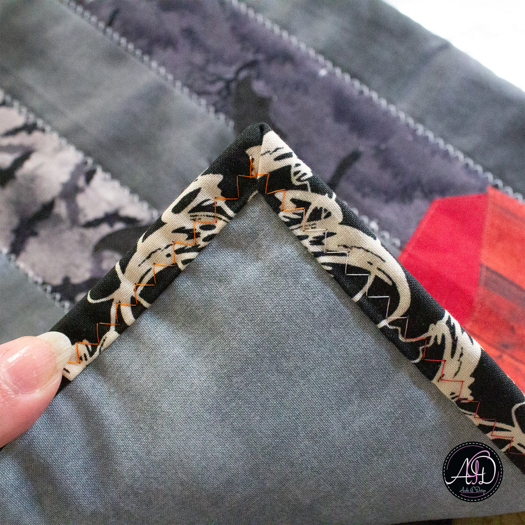 Gray Coffin Halloween Quilted Table Runner | Applique Table Runner
