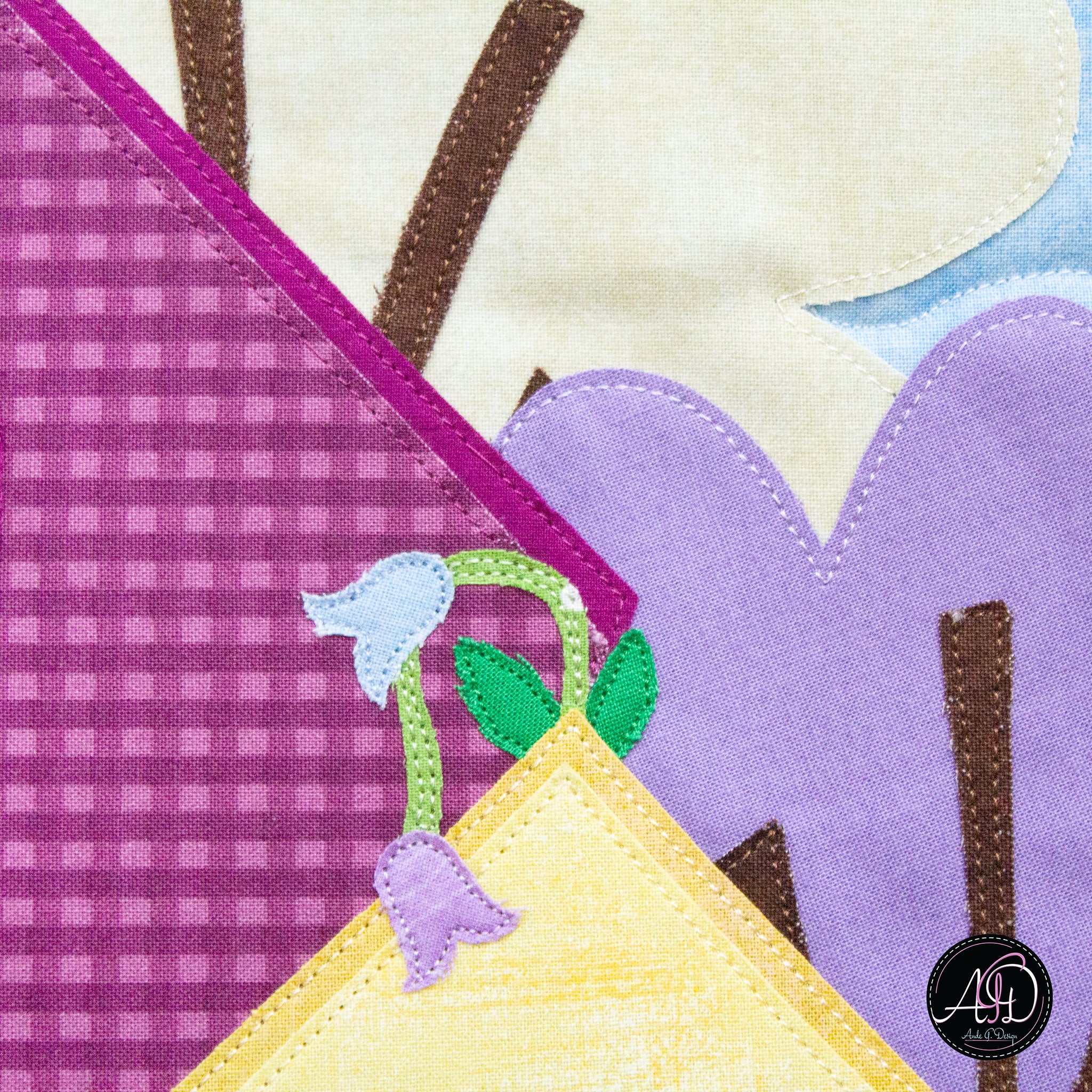Purple Garden House Spring Quilted Wall Hanging | Applique Wall Hanging