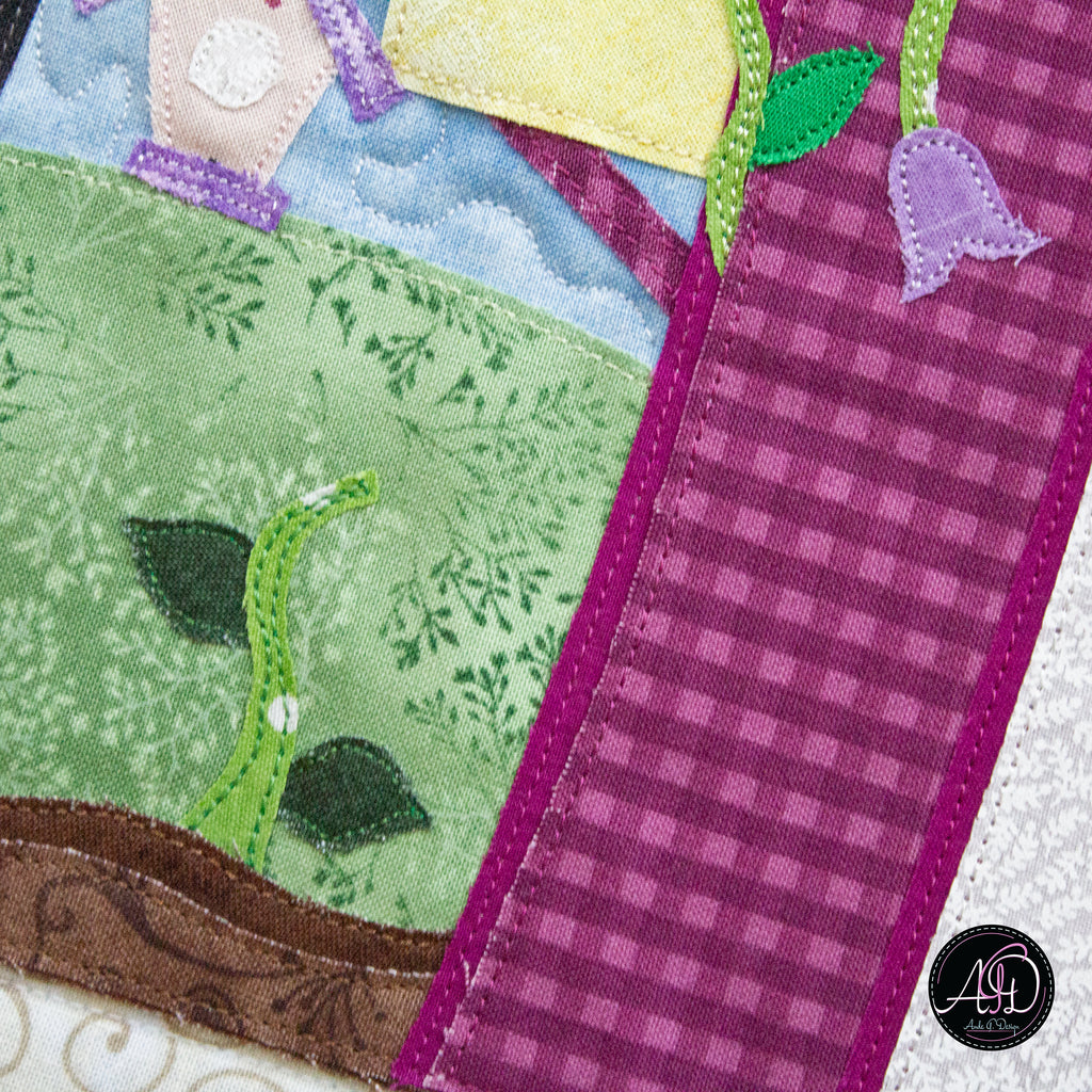 Purple Garden House Spring Quilted Wall Hanging | Applique Wall Hanging