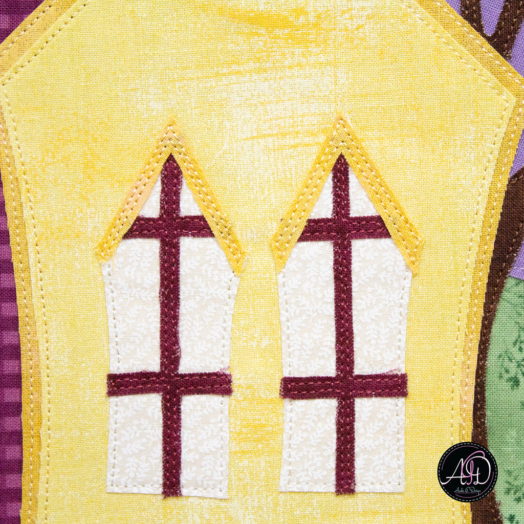 Purple Garden House Spring Quilted Wall Hanging | Applique Wall Hanging
