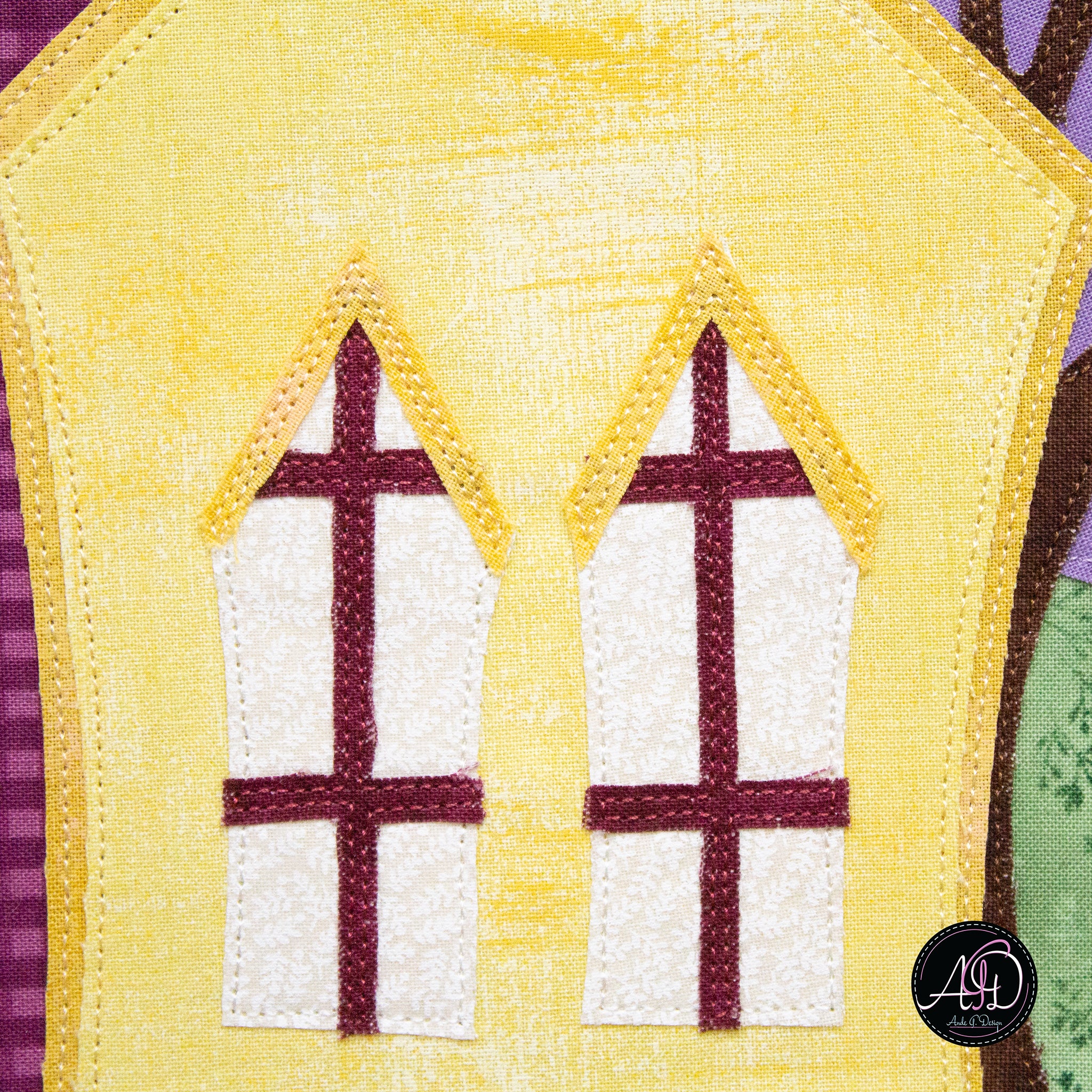 Purple Garden House Spring Quilted Wall Hanging | Applique Wall Hanging
