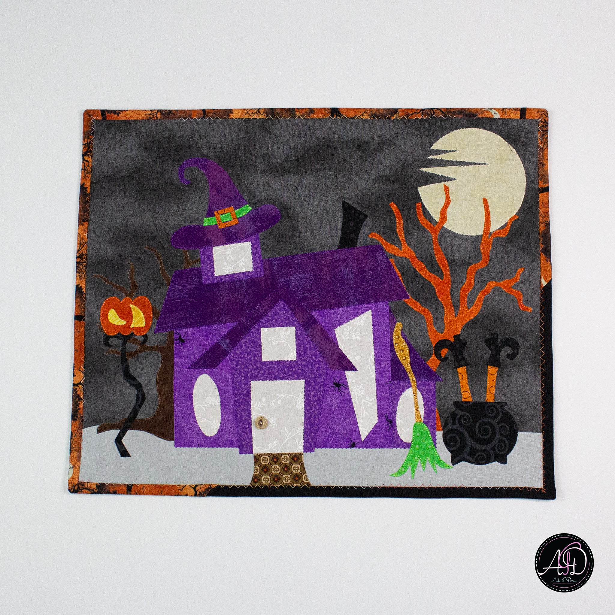 Purple Waybel Witch's House Halloween Quilted Wall Hanging | Applique Wall Hanging