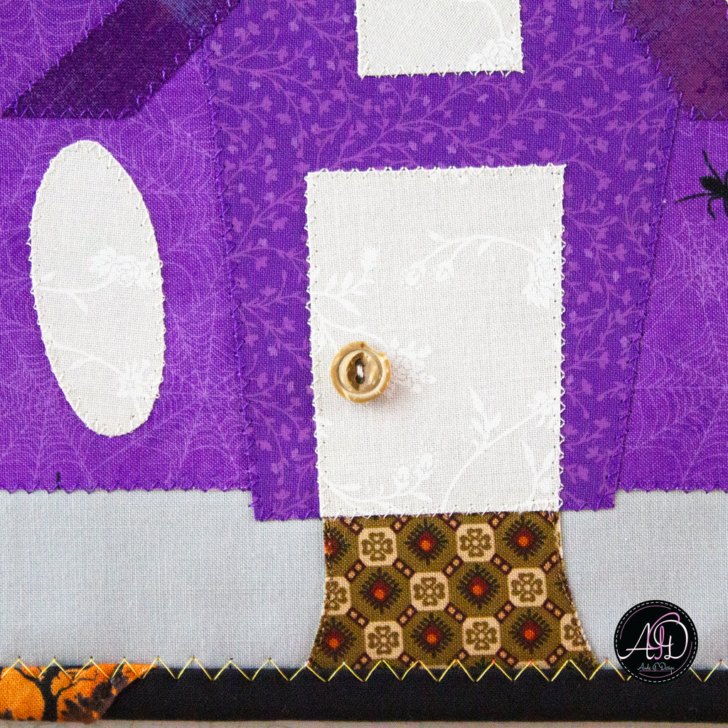 Purple Waybel Witch's House Halloween Quilted Wall Hanging | Applique Wall Hanging