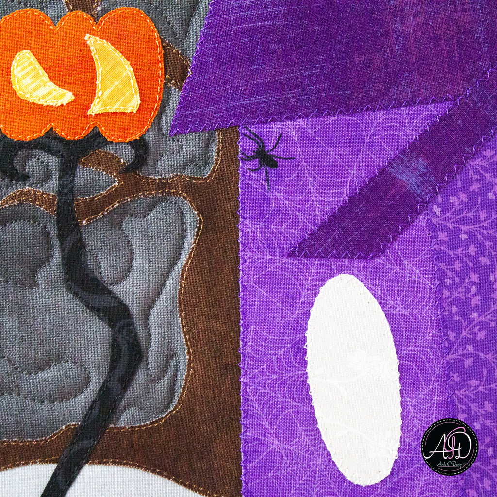 Purple Waybel Witch's House Halloween Quilted Wall Hanging | Applique Wall Hanging