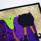 Purple Waybel Witch's Cauldron Halloween Quilted Table Runner | Applique Table Runner