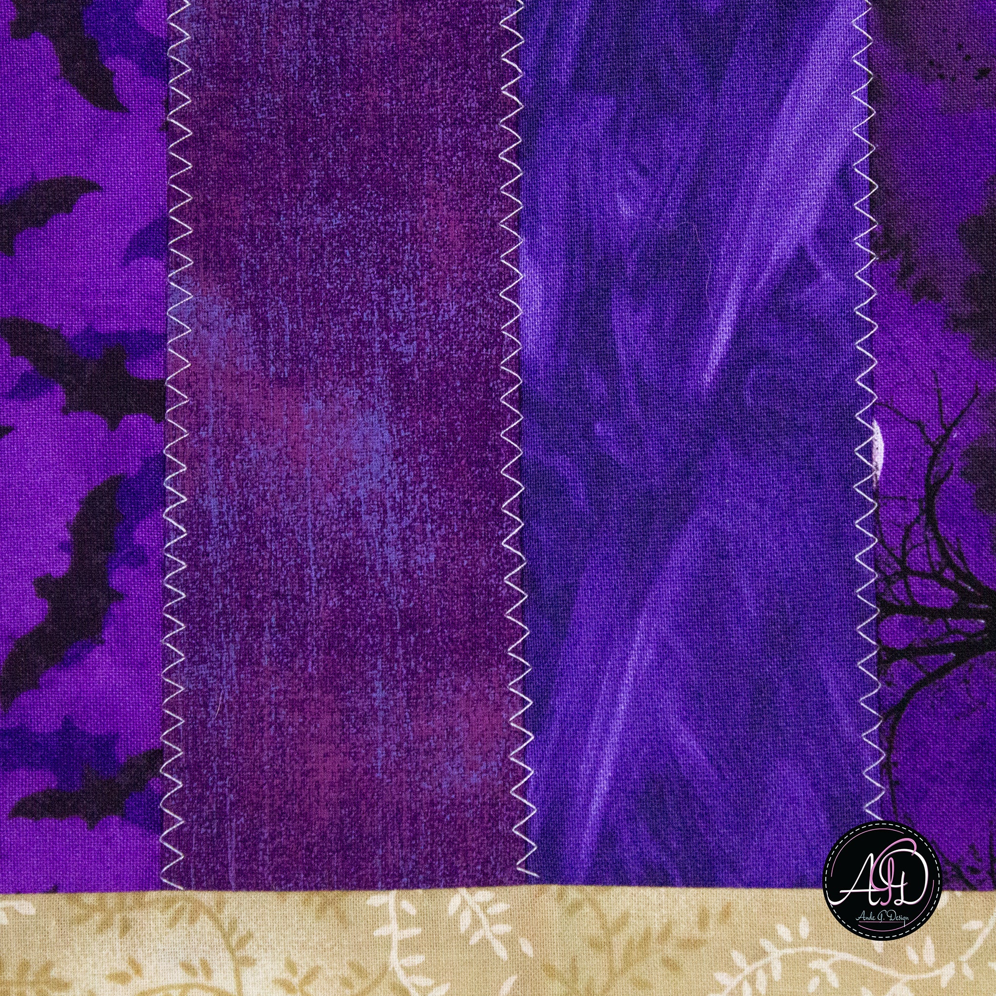 Purple Waybel Witch's Cauldron Halloween Quilted Table Runner | Applique Table Runner