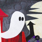 Red Grembles Graveyard House Halloween Quilted Wall Hanging | Applique Wall Hanging