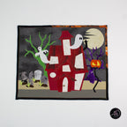 Red Grembles Graveyard House Halloween Quilted Wall Hanging | Applique Wall Hanging