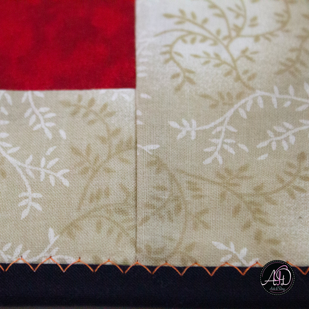 Red Grembles Graveyard Quilted Halloween Table Runner | Applique Table Runner