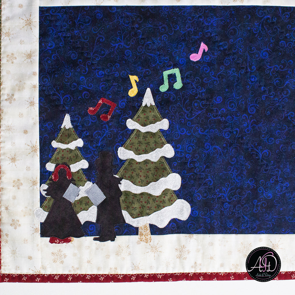 Christmas Carolers Applique Quilted Table Runner | Christmas Table Decor