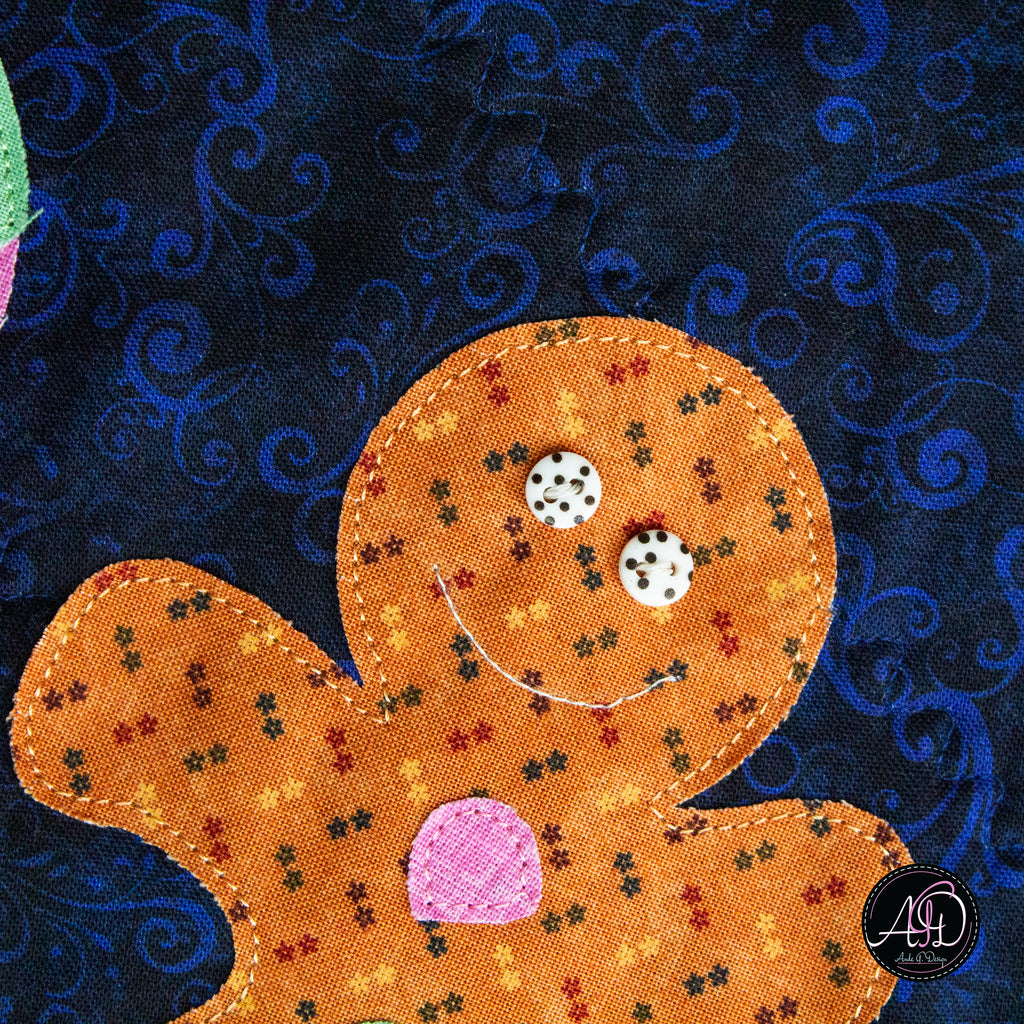 Christmas Candy Applique Quilted Table Runner | Christmas Table Decor