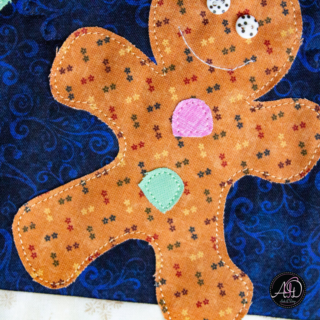 Christmas Candy Applique Quilted Table Runner | Christmas Table Decor
