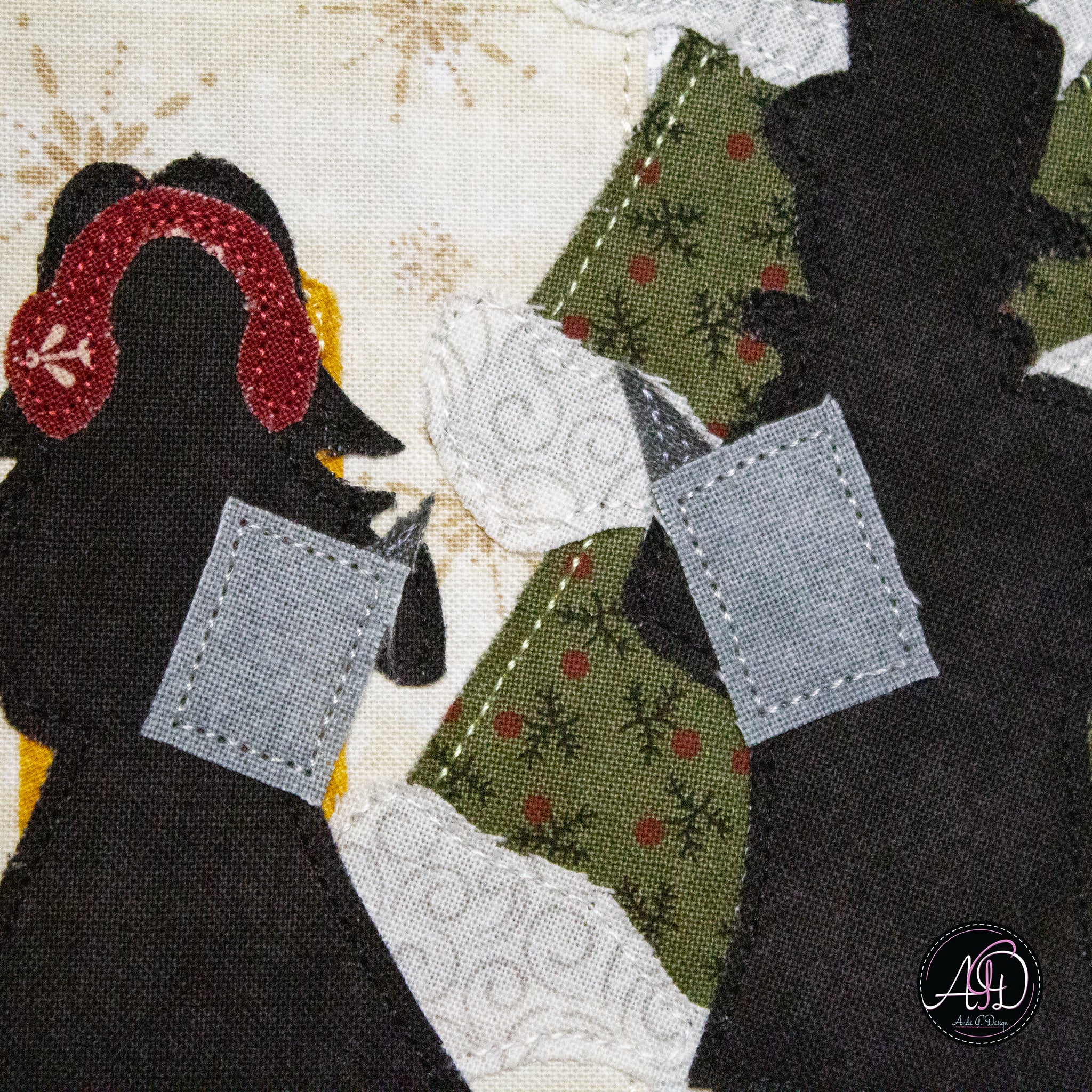 Church & Carolers Christmas Applique Quilted Wall Hanging