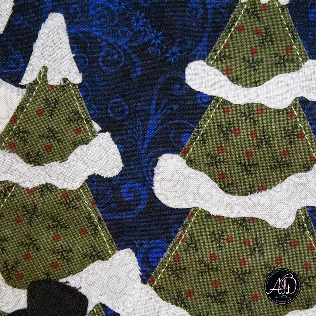 Church & Carolers Christmas Applique Quilted Wall Hanging