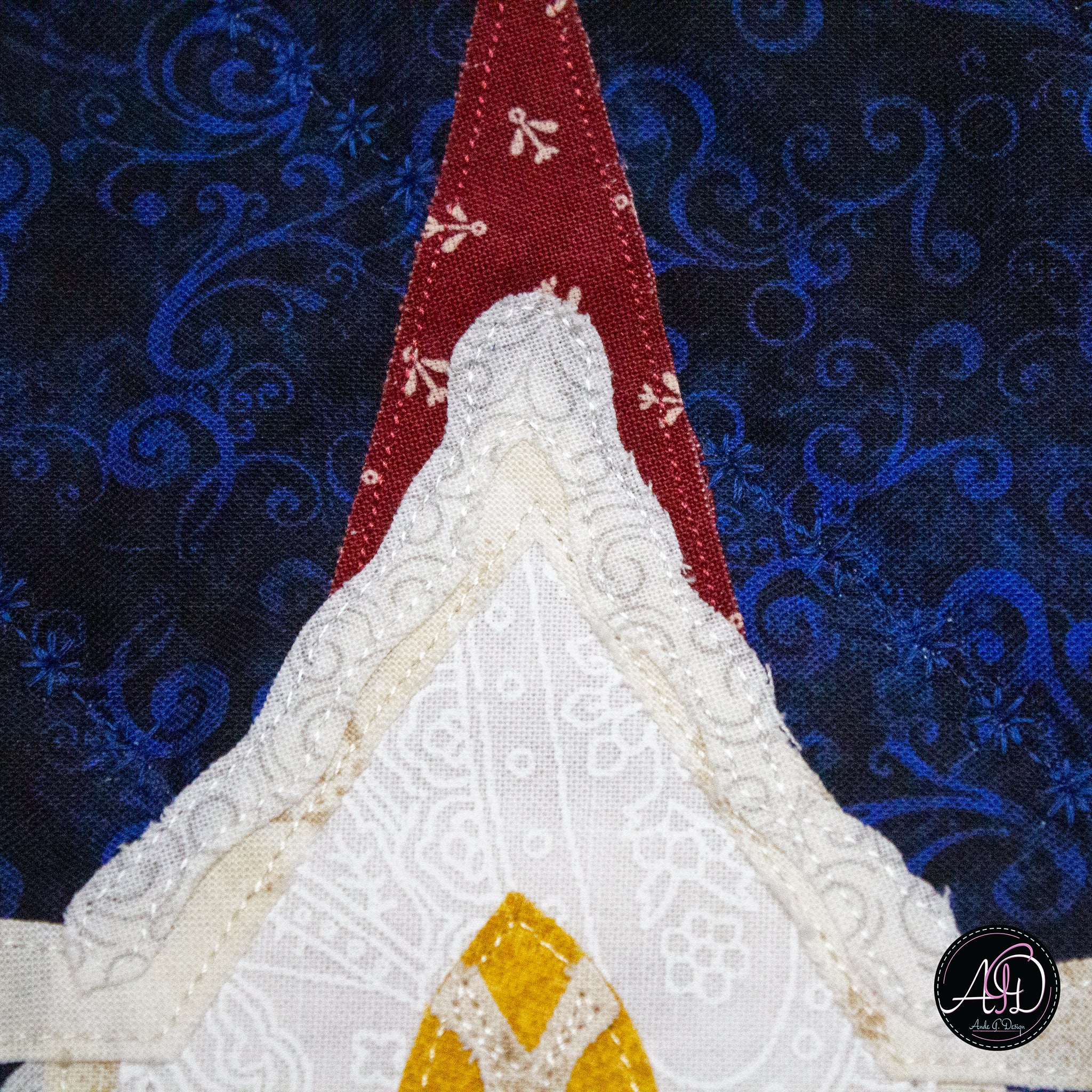 Church & Carolers Christmas Applique Quilted Wall Hanging