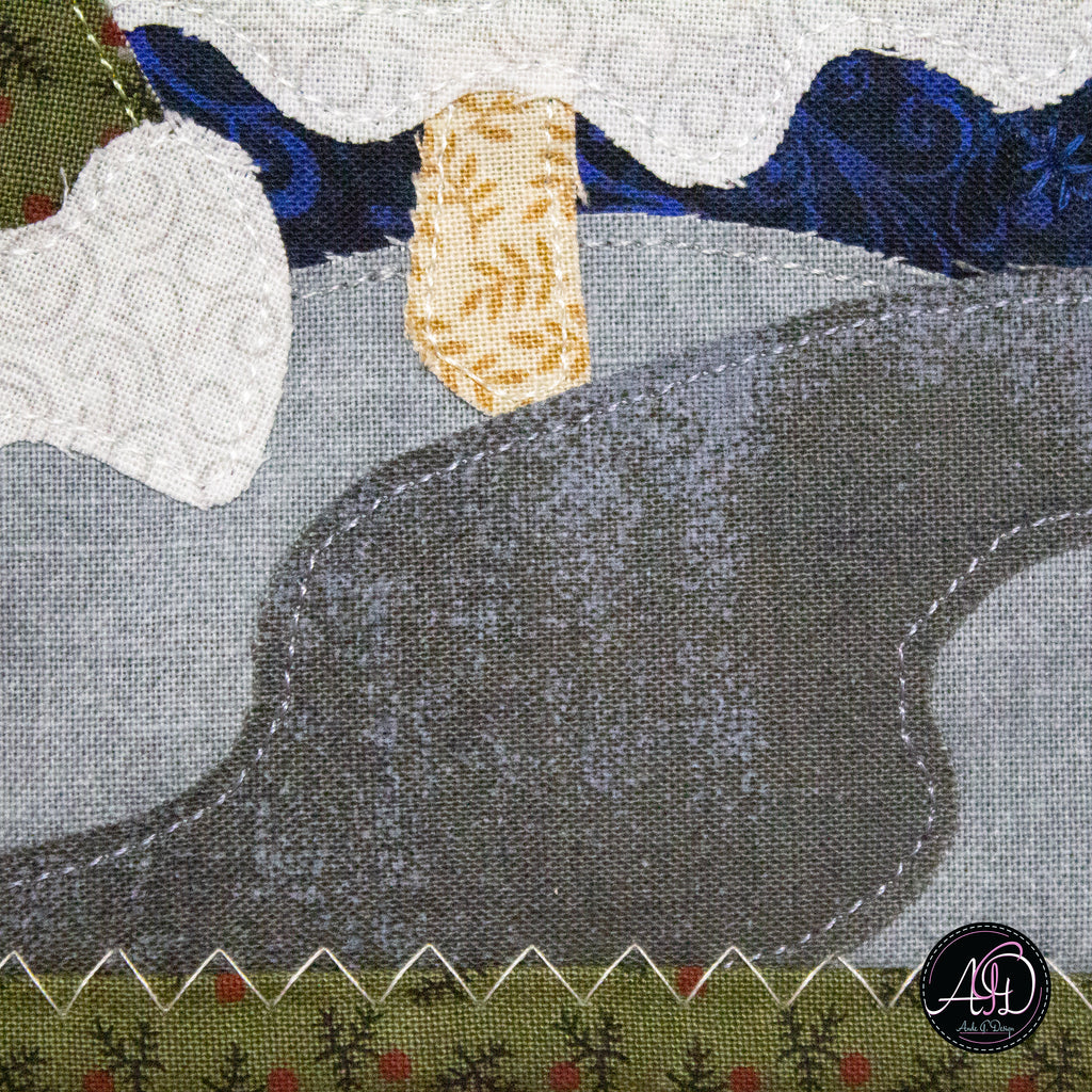 Church & Carolers Christmas Applique Quilted Wall Hanging