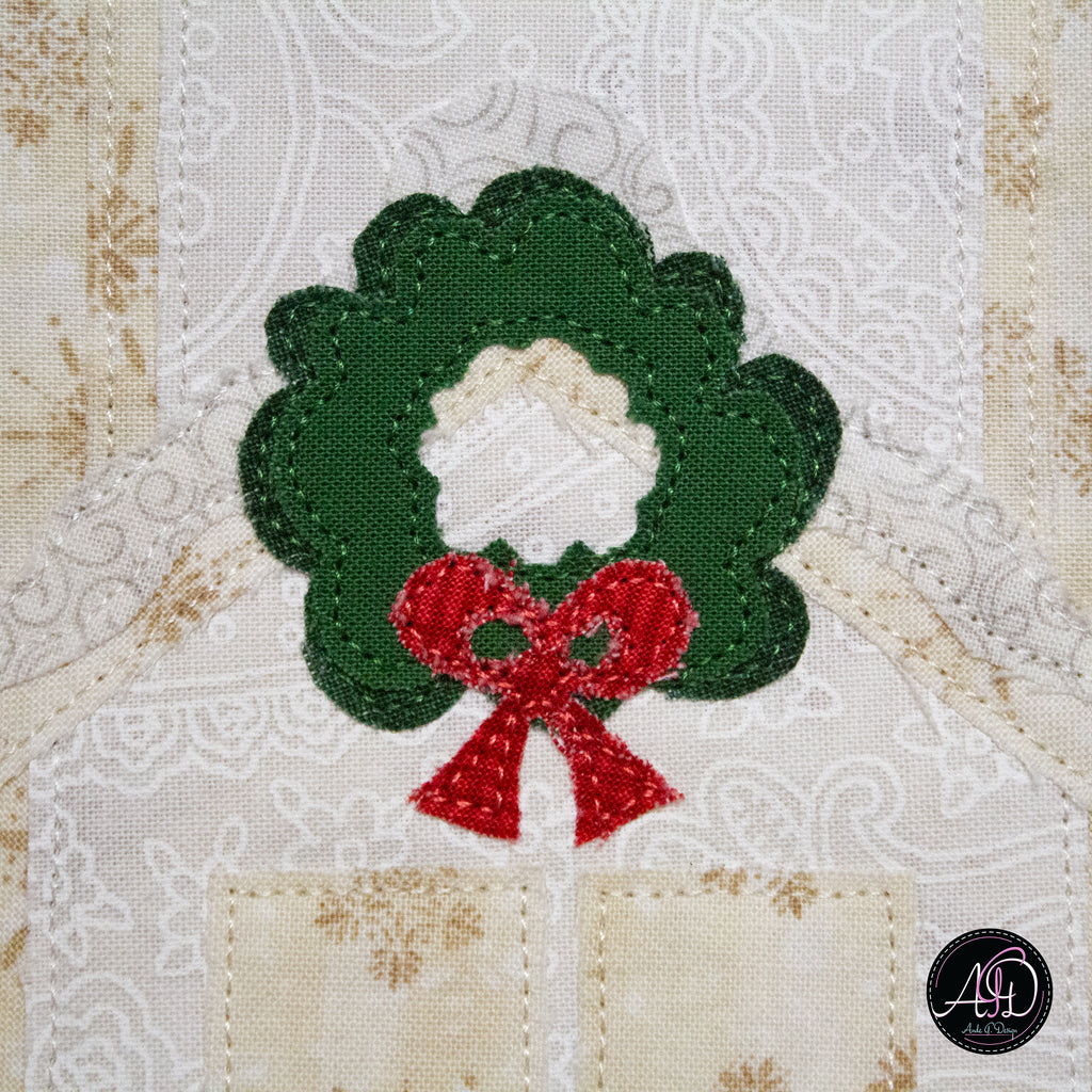Church & Carolers Christmas Applique Quilted Wall Hanging