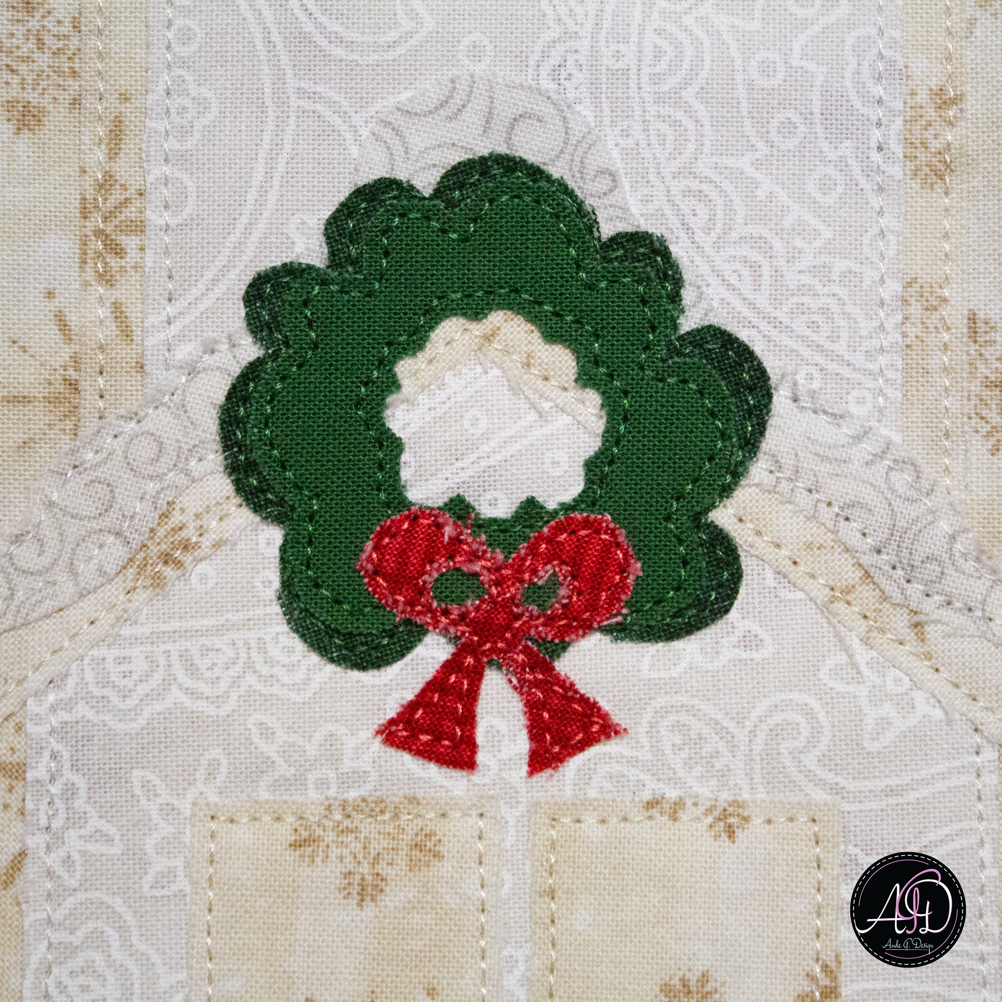 Church & Carolers Christmas Applique Quilted Wall Hanging