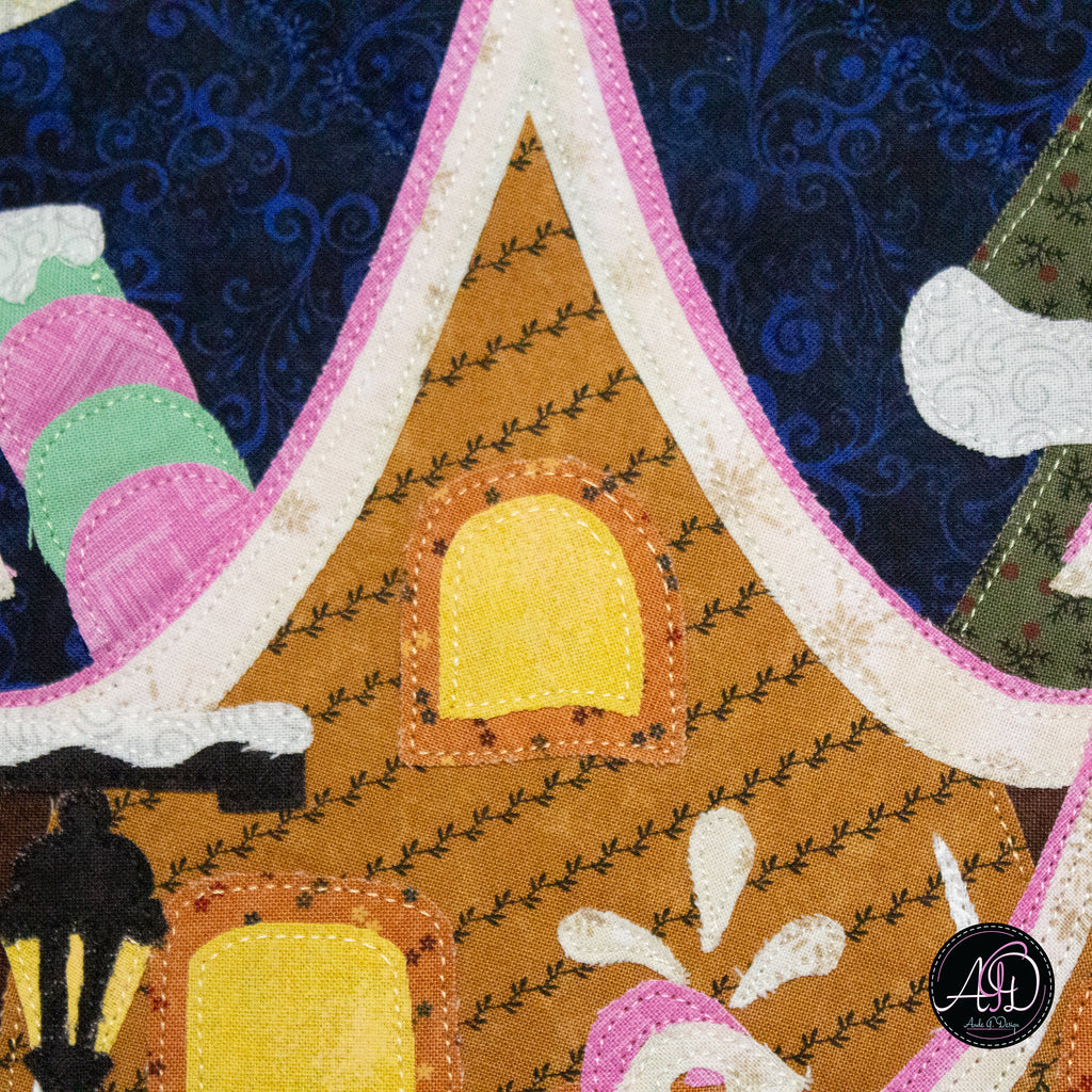 Gingerbread House Christmas Applique Quilted Wall Hanging
