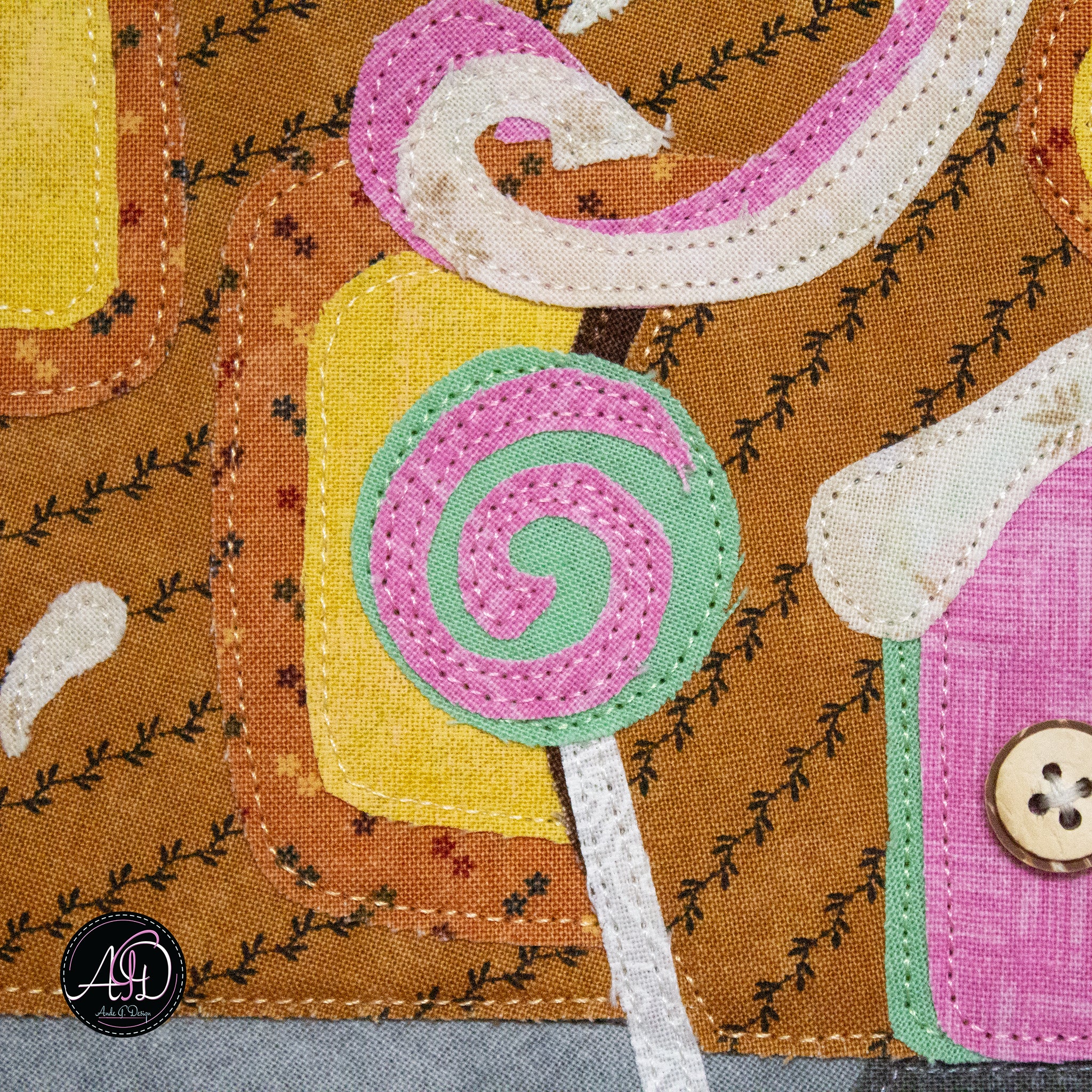 Gingerbread House Christmas Applique Quilted Wall Hanging