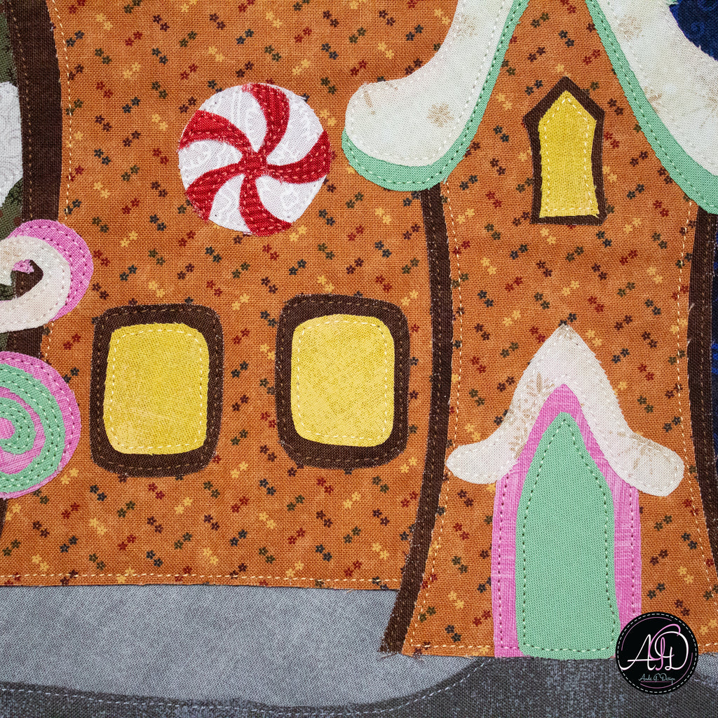 Gingerbread House Christmas Applique Quilted Wall Hanging